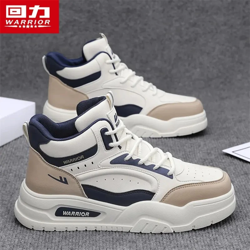 回力高帮板鞋休闲运动鞋子男款2025新款冬季皮面百搭增高小白鞋潮