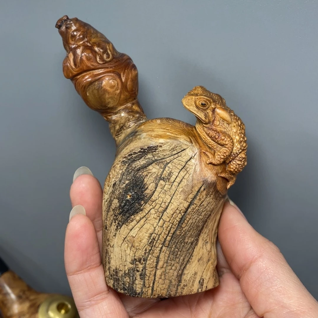 太行崖柏黑油纹理精工金蟾