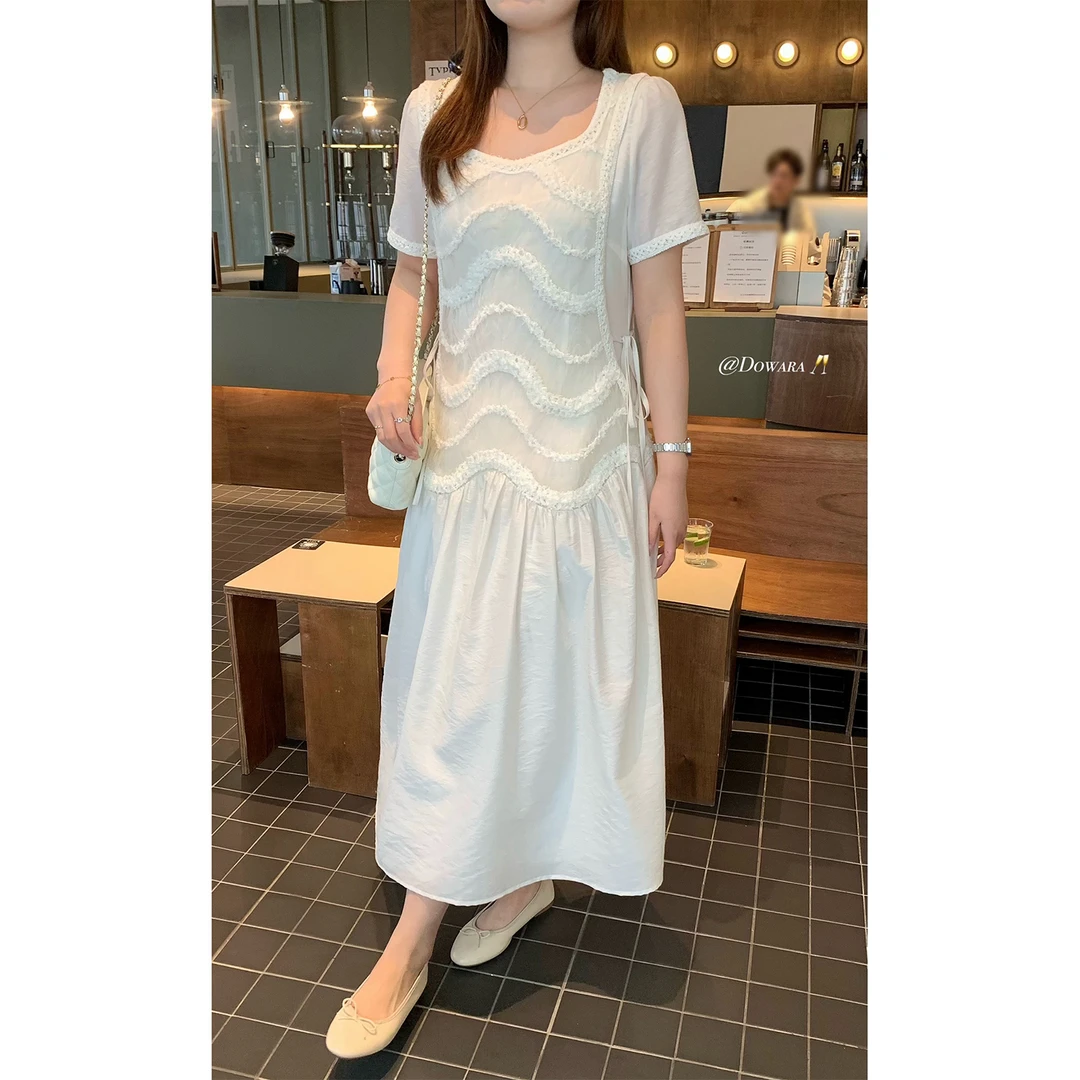 大婉酱微胖定制欧若风气质轻奢连衣裙女春夏设计感法式长裙 8137D