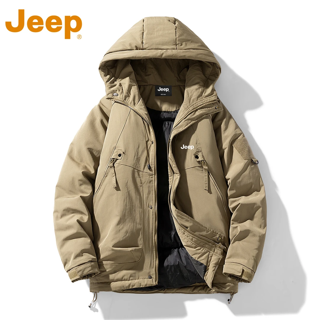 JEEP吉普美式户外棉衣男士冬季新款宽松连帽加厚保暖休闲棉服外套