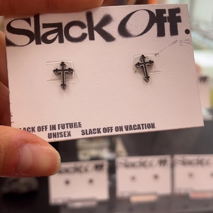 925银暗黑十字耳环