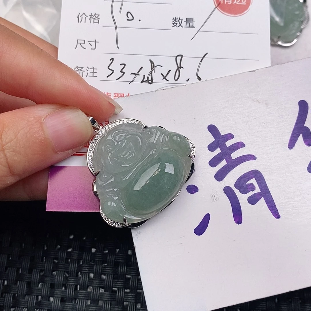 颈饰银S925镶嵌翡翠