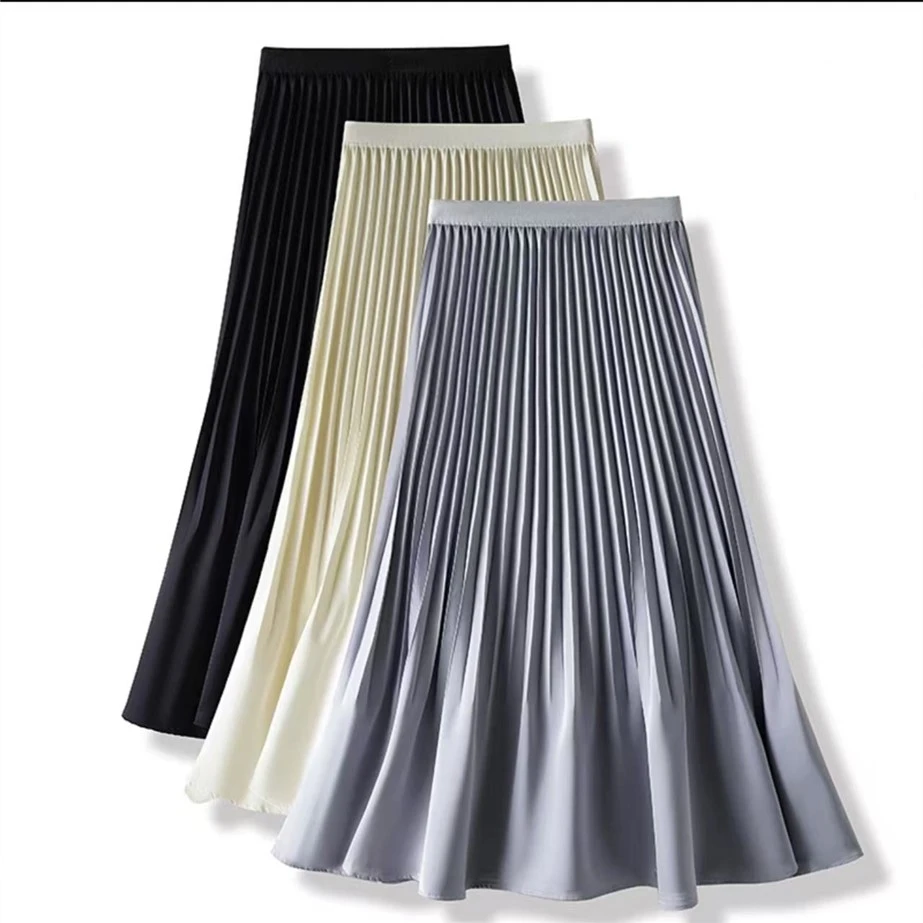 半身裙女款爆款2025新款新款女装压褶半身裙遮胯显瘦a字大摆裙子