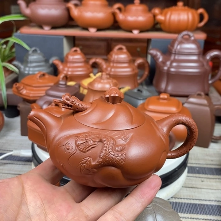 茶壶紫砂鱼化龙200-260cc原矿朱泥618特价