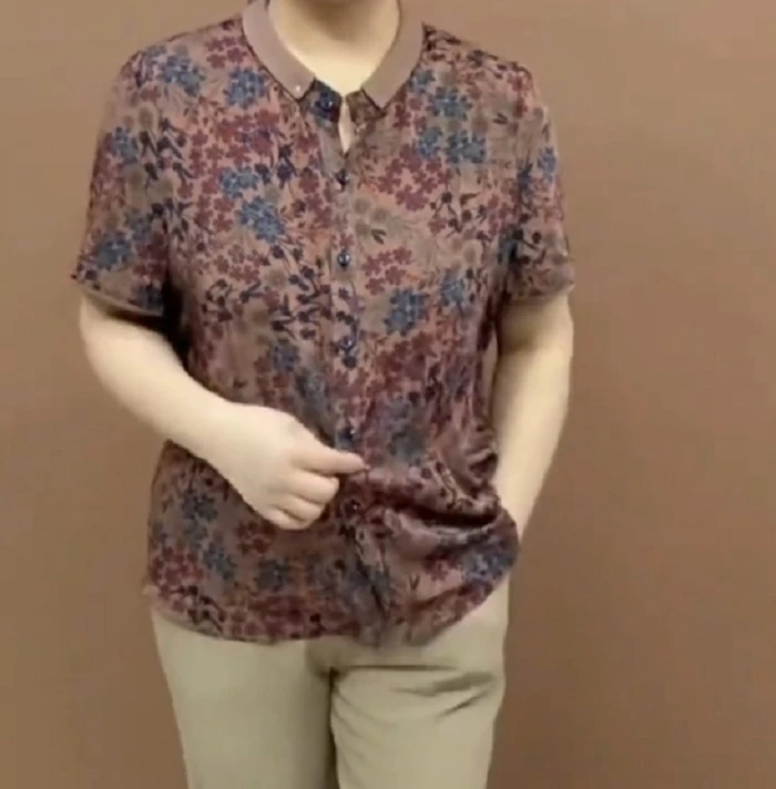 真丝衬衫夏季新款显瘦中年妈妈上衣