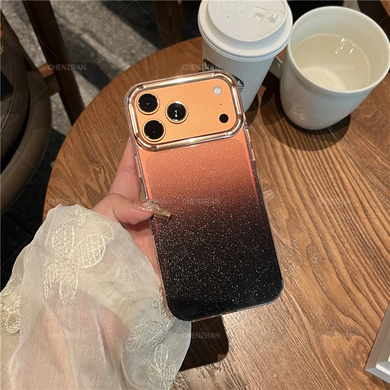 新款渐变星黑透明苹果17promax手机壳小众高级感简约硬壳软边