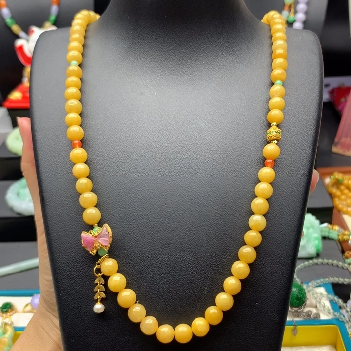 翡翠未镶嵌颈饰黄翡项链