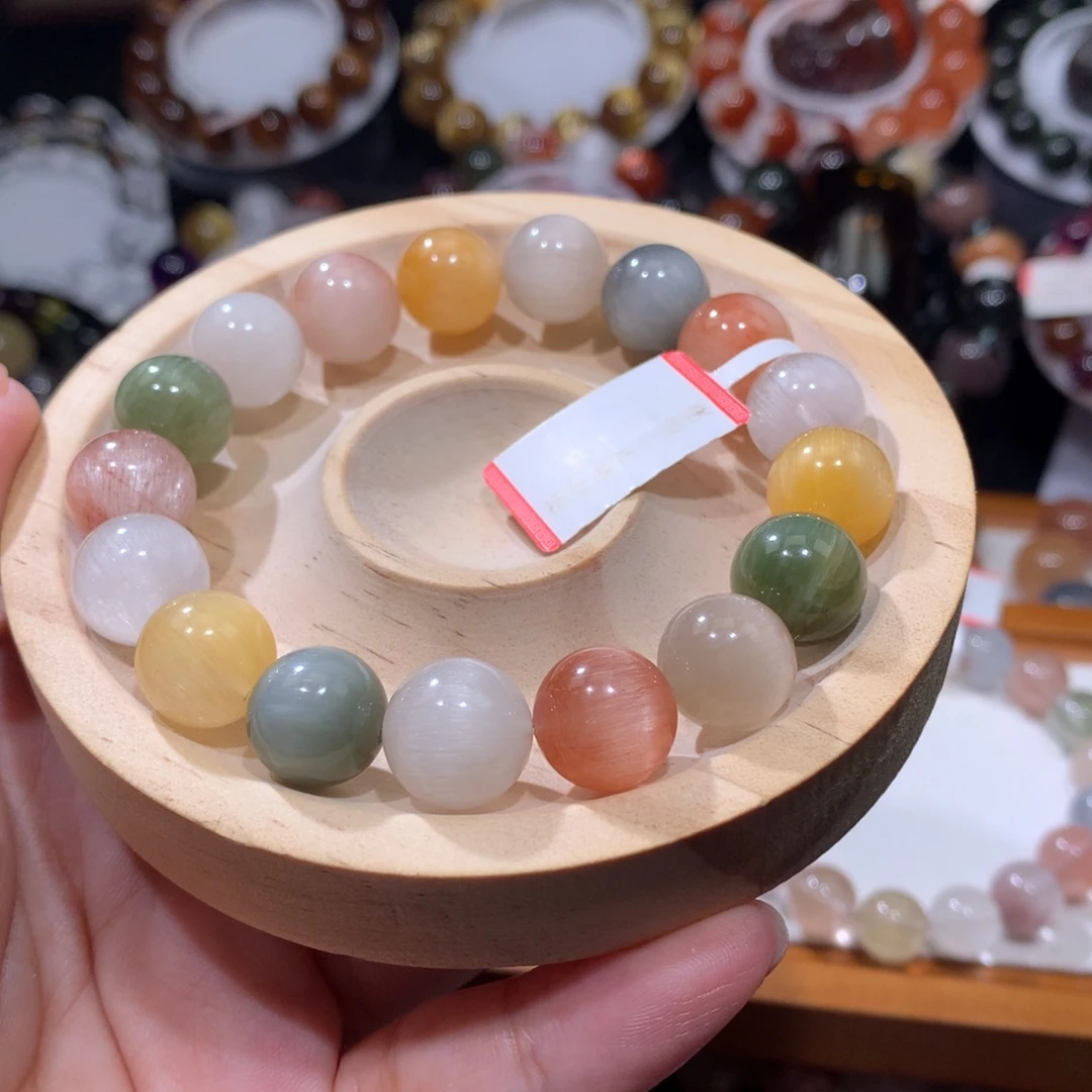 未镶嵌手链水晶彩兔毛12mm