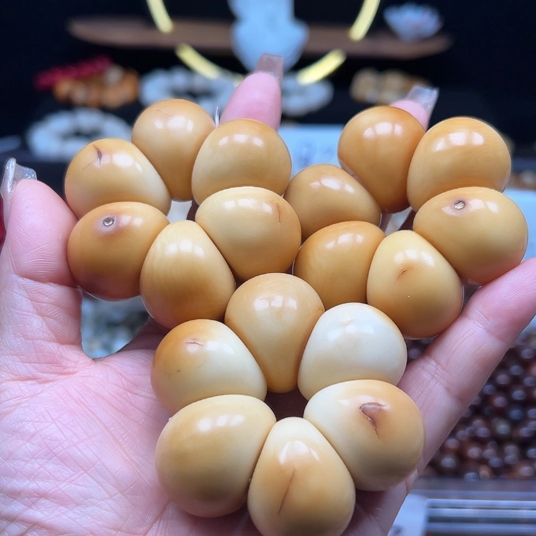 手串菩提根/象牙果瑕疵卡23左右炭烧蒜瓣一个表面有裂