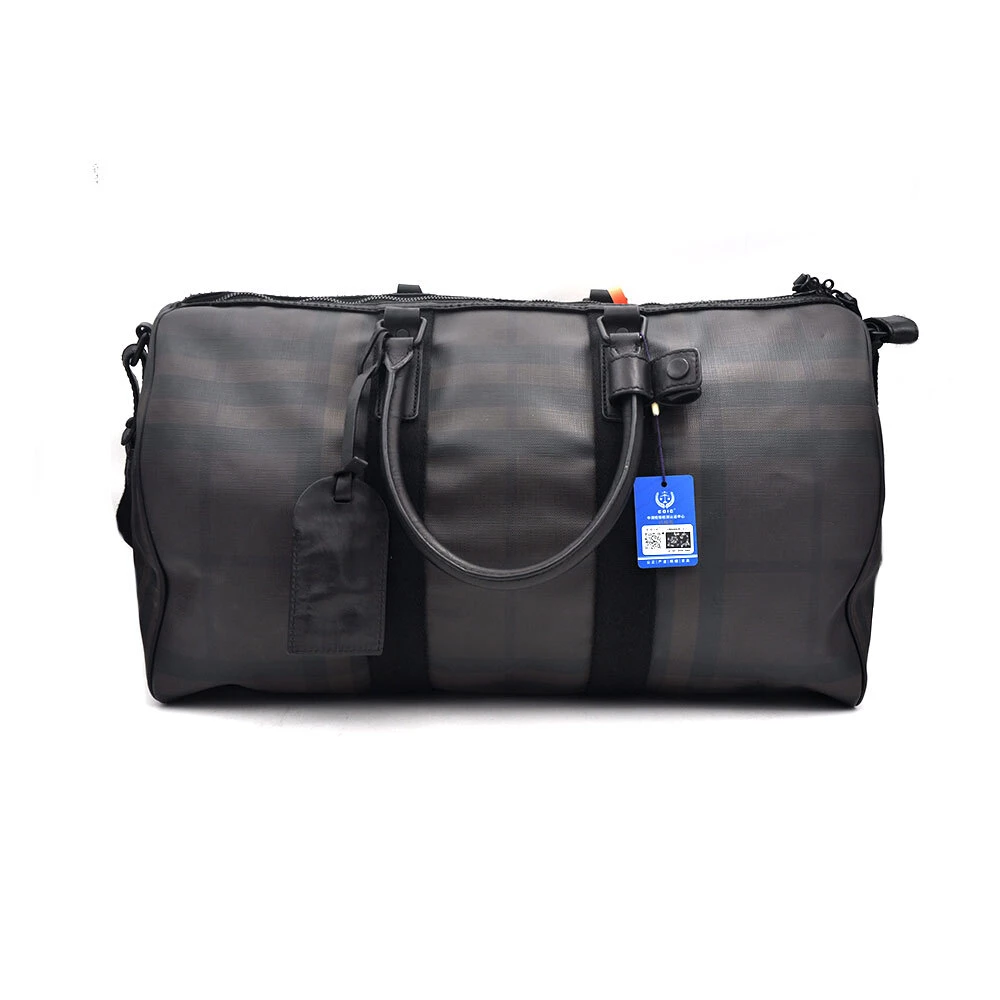 95新 BURBERRY/博柏利 97新经典棕色格纹大号旅行袋50*29/21311