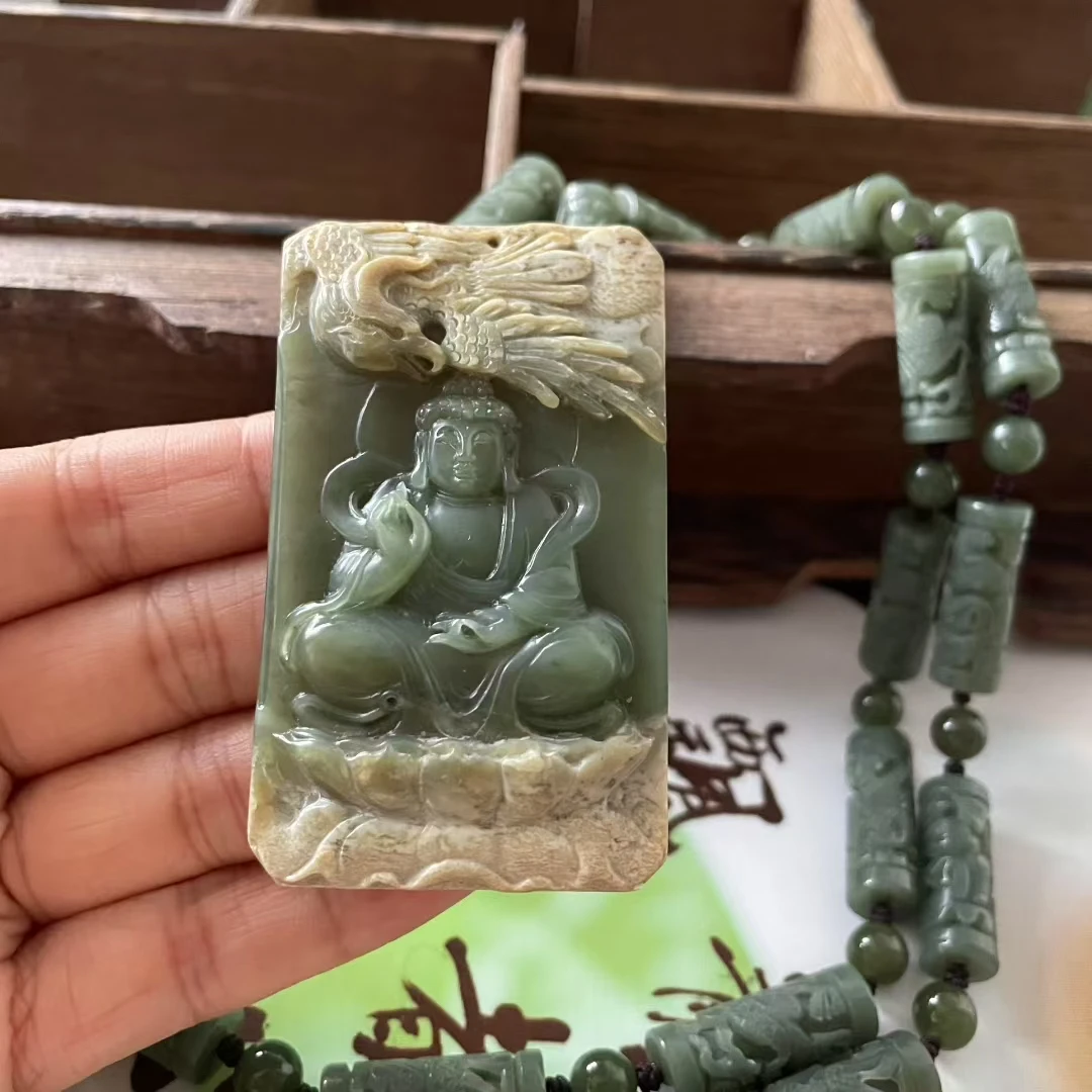 河磨玉阿弥陀佛挂件吊坠项链属狗属猪的守护