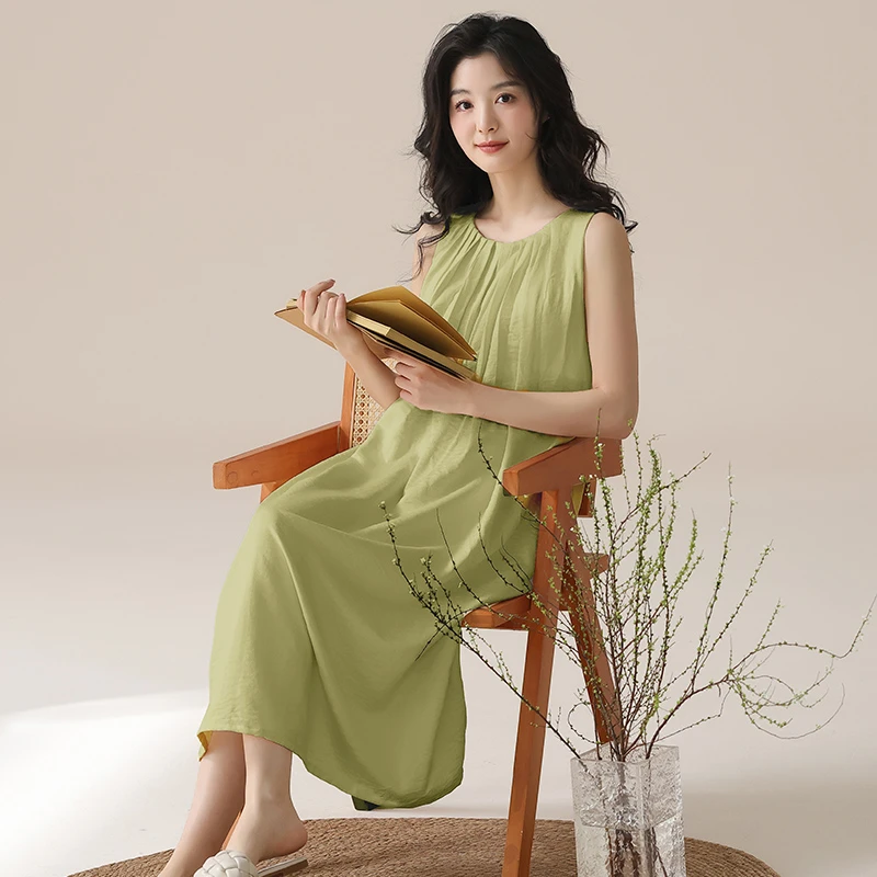 【带胸垫睡裙】夏季新款睡裙女高级感云朵棉无袖睡衣裙家居服可外穿