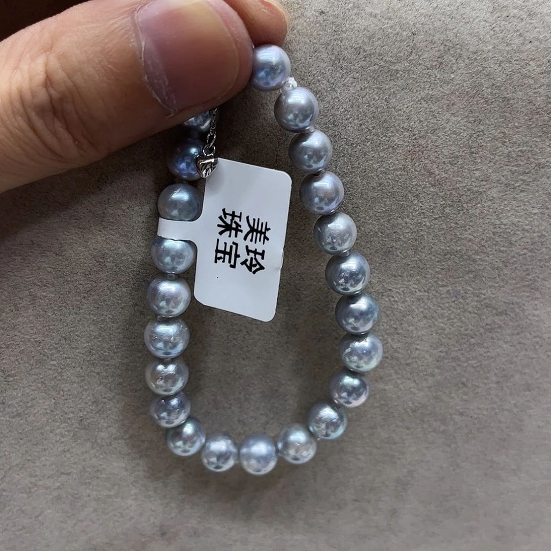 银S925镶嵌手绳海水珍珠