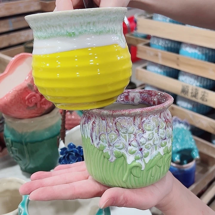 有孔，凑单福利满10元发货陶瓷多肉花盆！