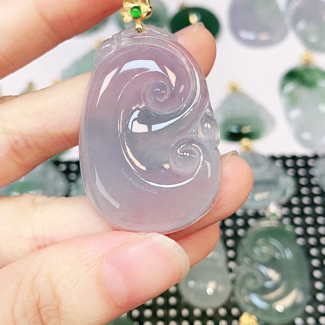 吊坠(不含链)18K金镶嵌翡翠