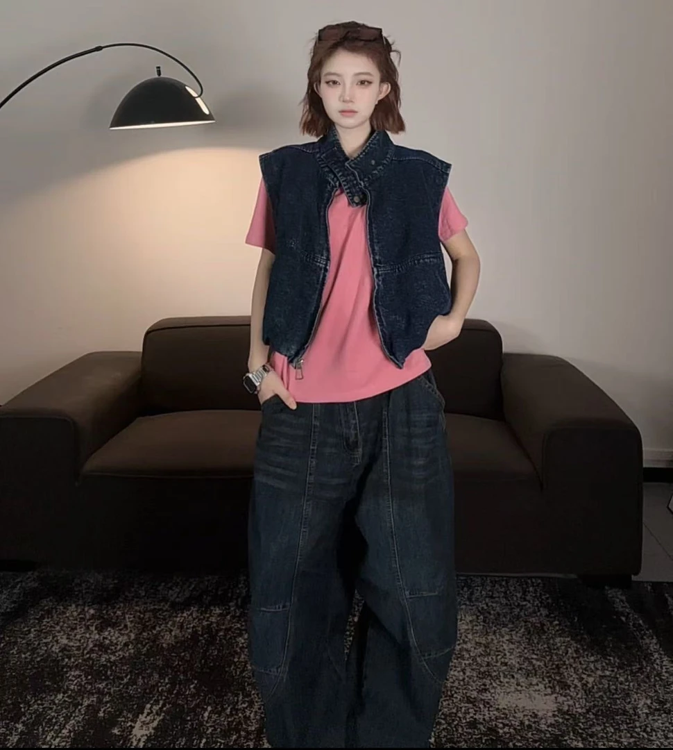 宽松欧美风两扣可拆卸牛仔秋外套女秋冬季2025新款#1332