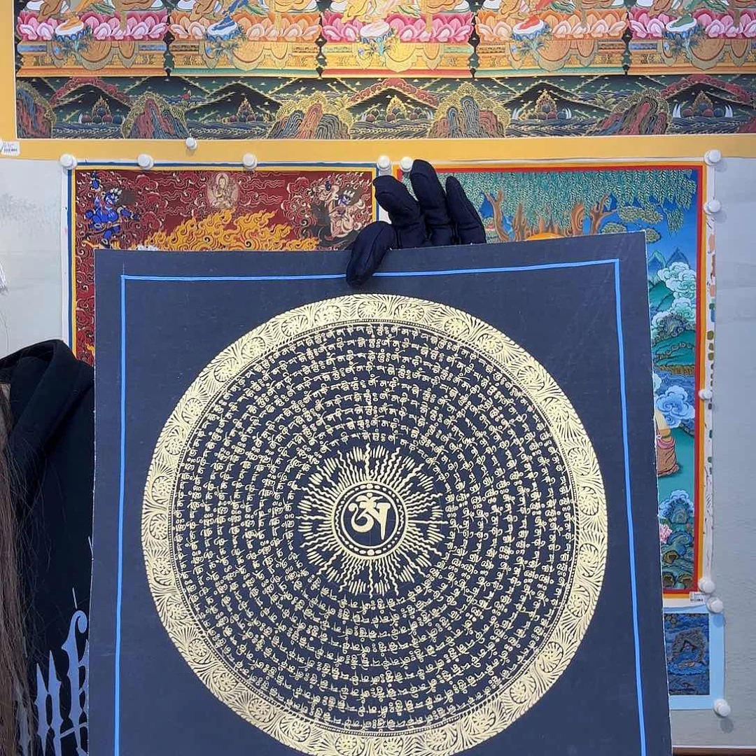 卷轴画纯手绘唐卡六字真言30