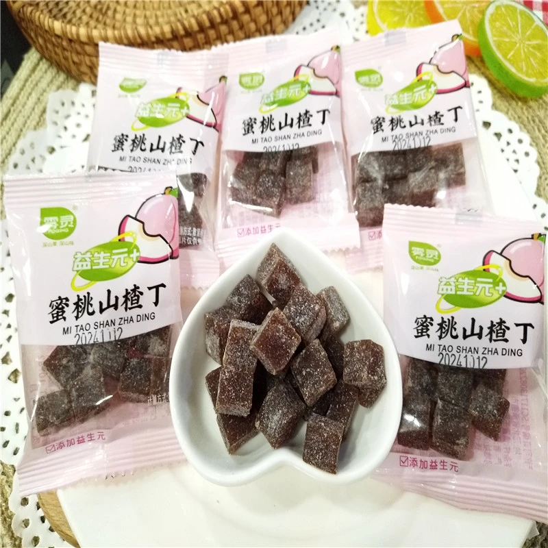 益生元蜜桃山楂丁雾灵添加益生元山楂食品蜜饯零食散装500g