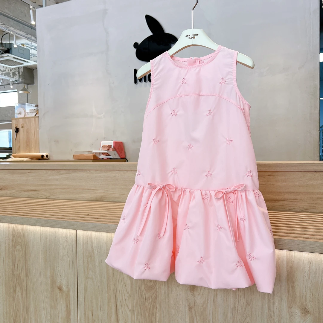 【多巴胺糖果色 连衣裙】253121（粉色）连衣裙 女童蝴蝶结花苞连衣裙