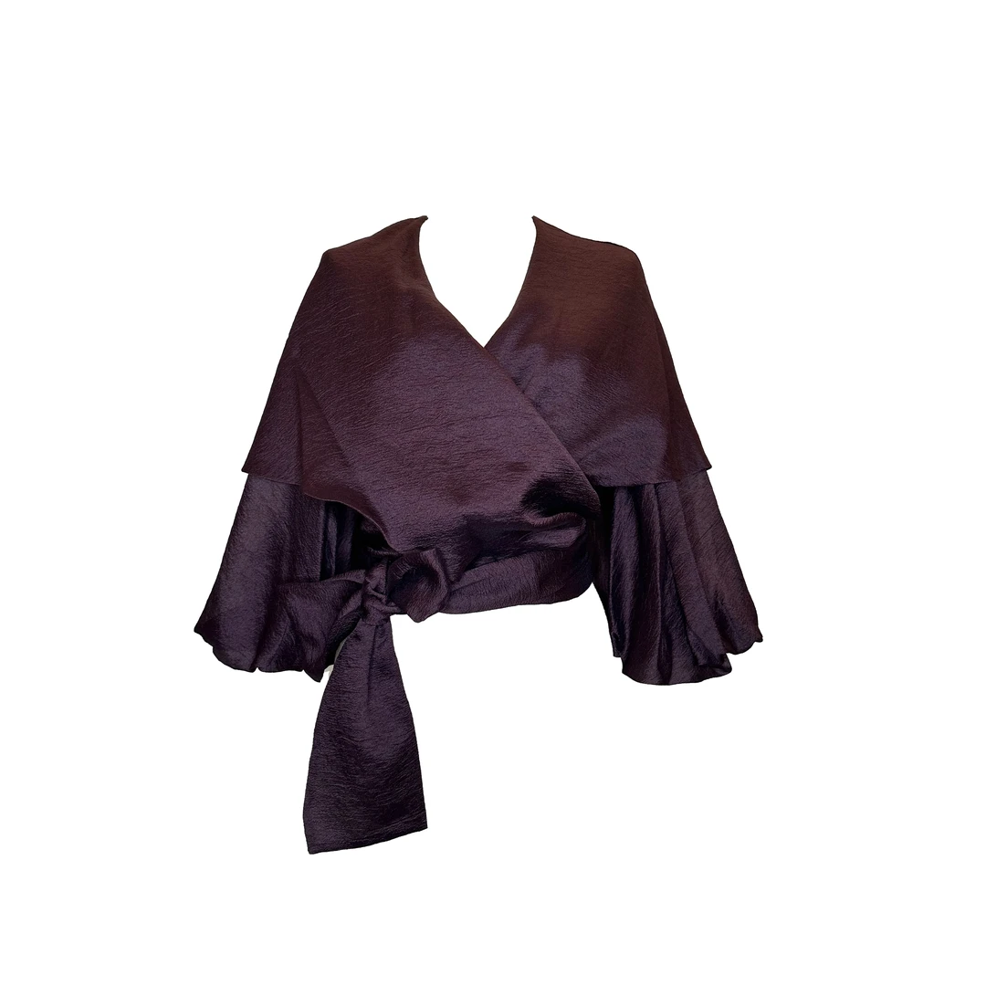 设计师春季气质高级高瑟时尚百搭小众设计感女士复古上衣   X1745