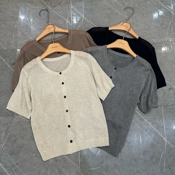 【墨涵精选】韩版圆领长袖百搭减龄显瘦休闲开衫63756