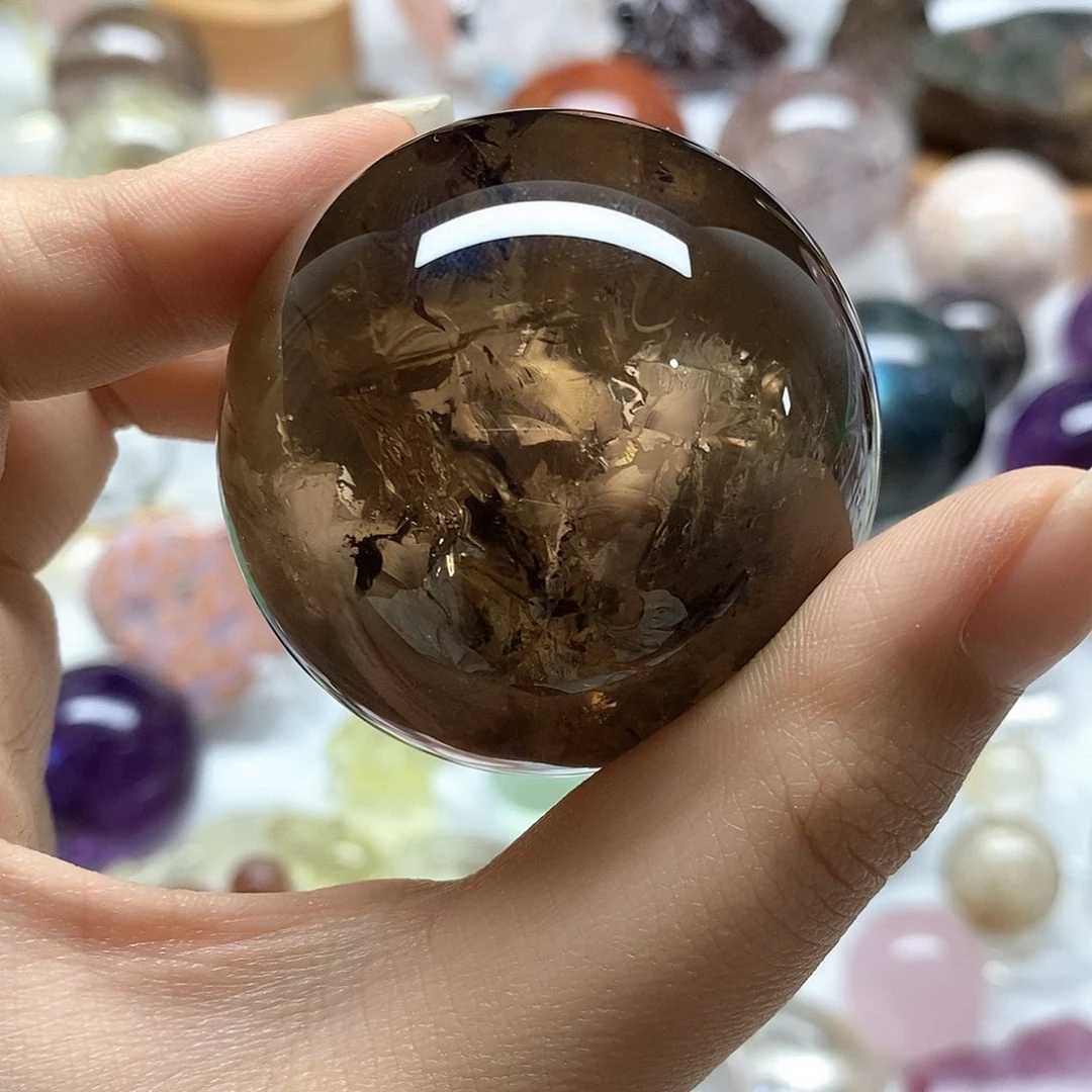 茶晶球未镶嵌水晶