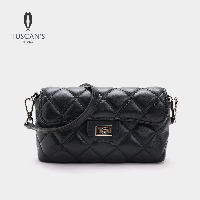 TUSCAN'S经典菱格软面羊皮时尚单肩斜挎包轻便小方包