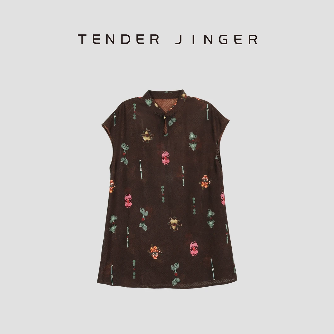 Tender Jinger【黑标】非遗传承三经绞罗桑蚕丝奥黛长衫T52LAN30345