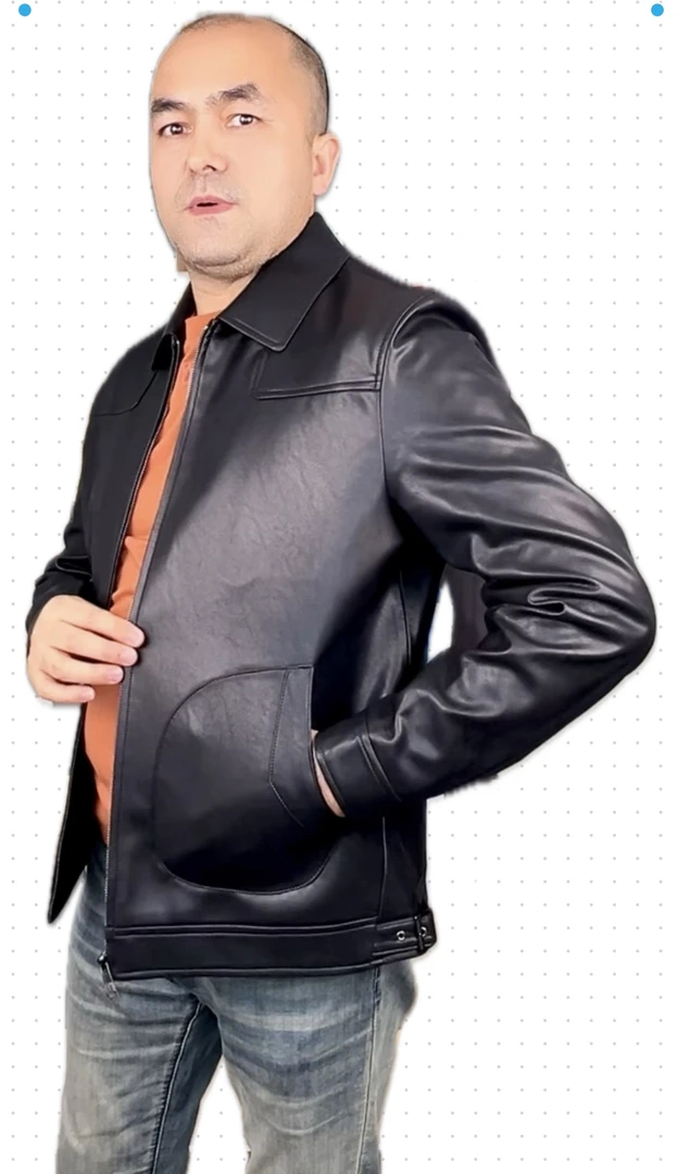 翻领本布下摆工装运动风男款皮衣男士春秋百搭休闲秋季春季