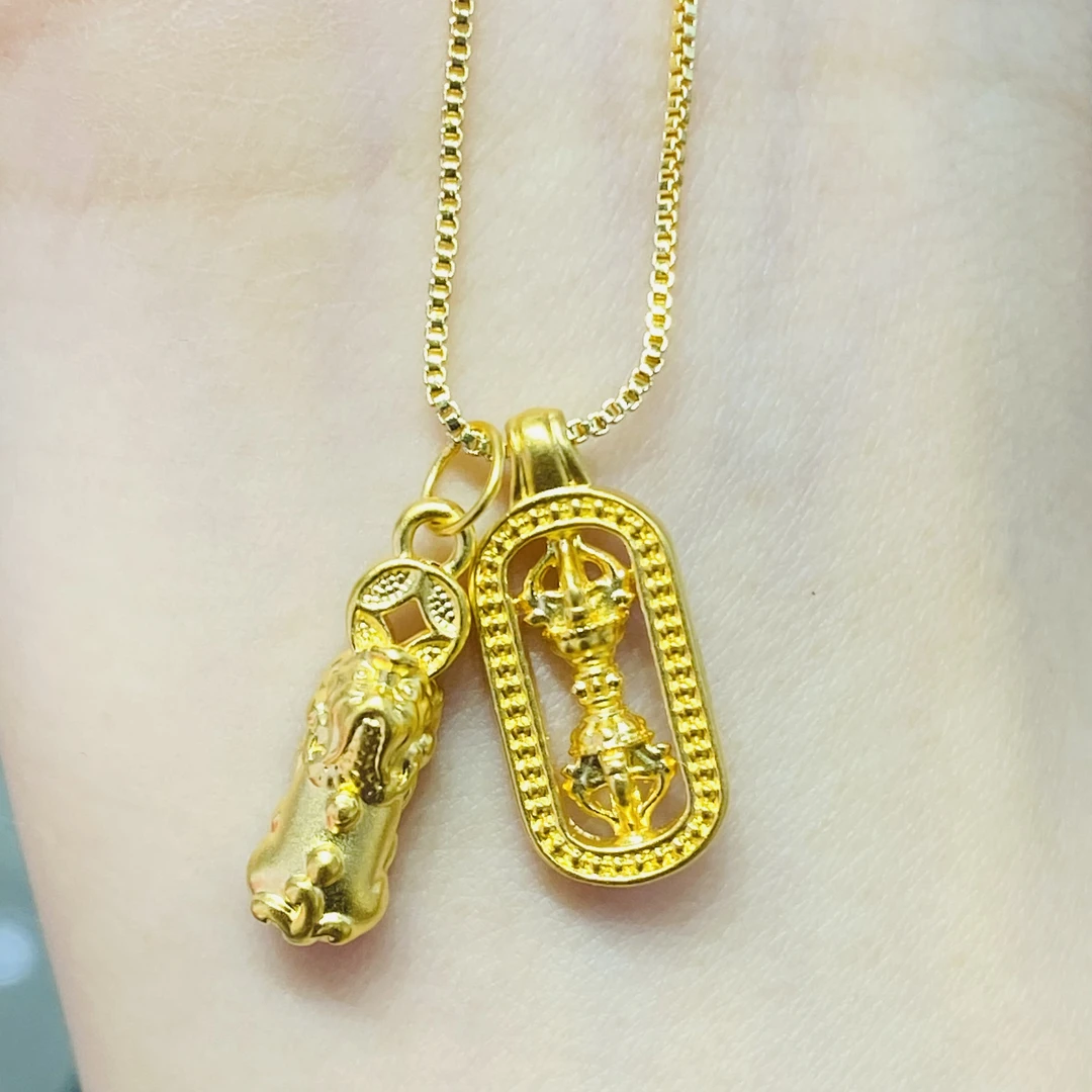 【旺旺金选】 足金999 金刚杵貔貅配件（赠合金链）