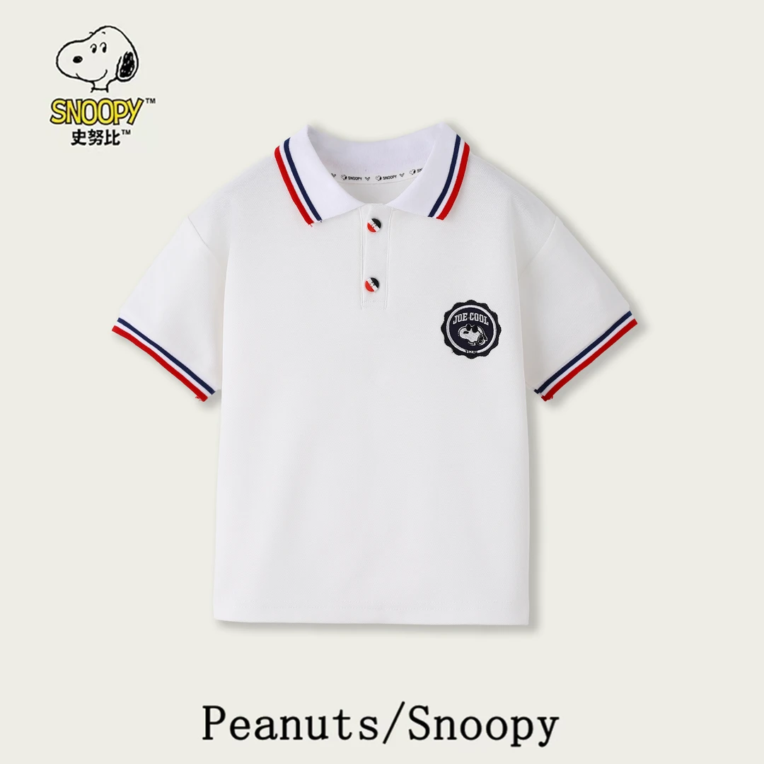 史努比中大童夏季翻领短袖薄款POLO衫珠地棉学院风上衣t恤
