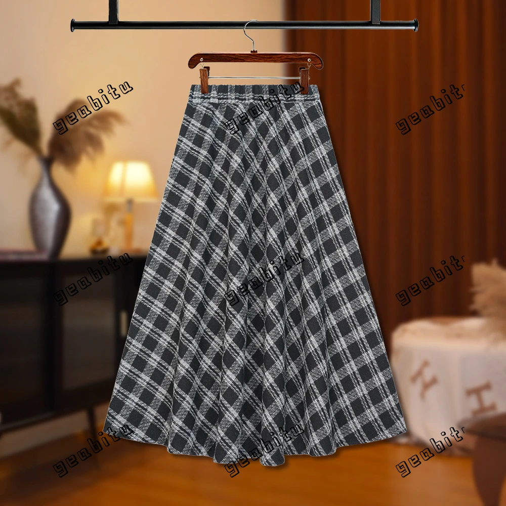 【NANA专属】2025秋冬复古格纹半身裙高腰百搭a字大裙摆D8407