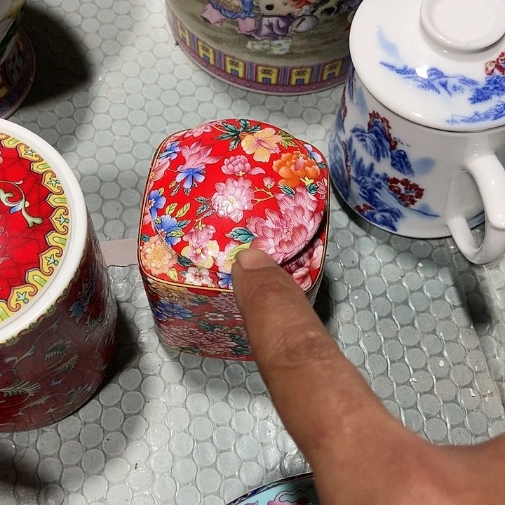 瓷片只**见景德镇陶瓷红色一个