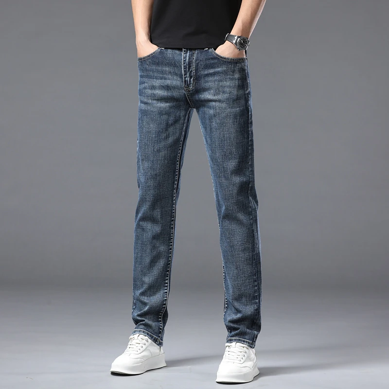 春夏季牛仔裤男弹力修身直筒潮牌百搭男款2025休闲时尚男士牛仔裤