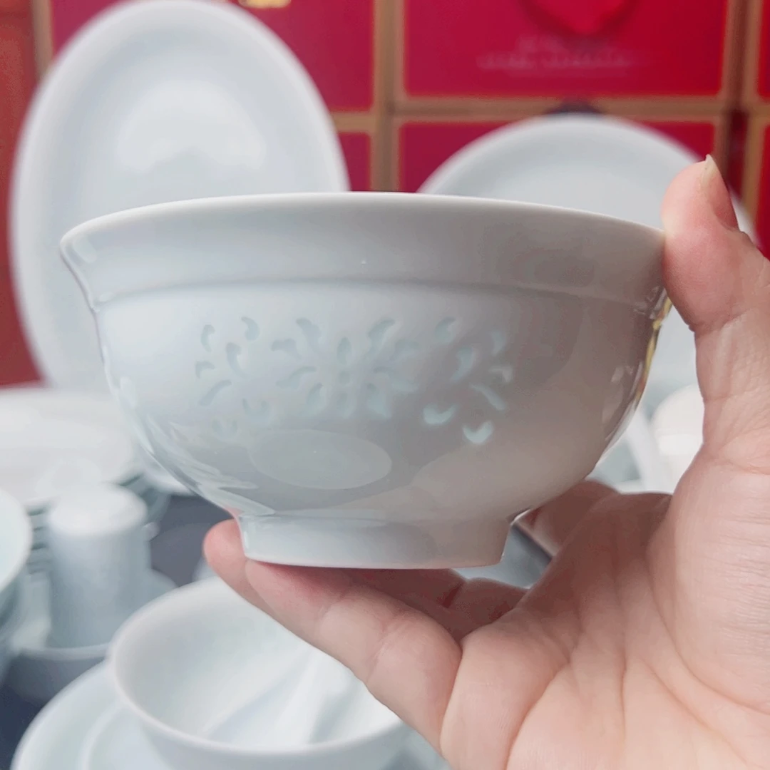 青瓷景德镇玲珑5英寸米饭