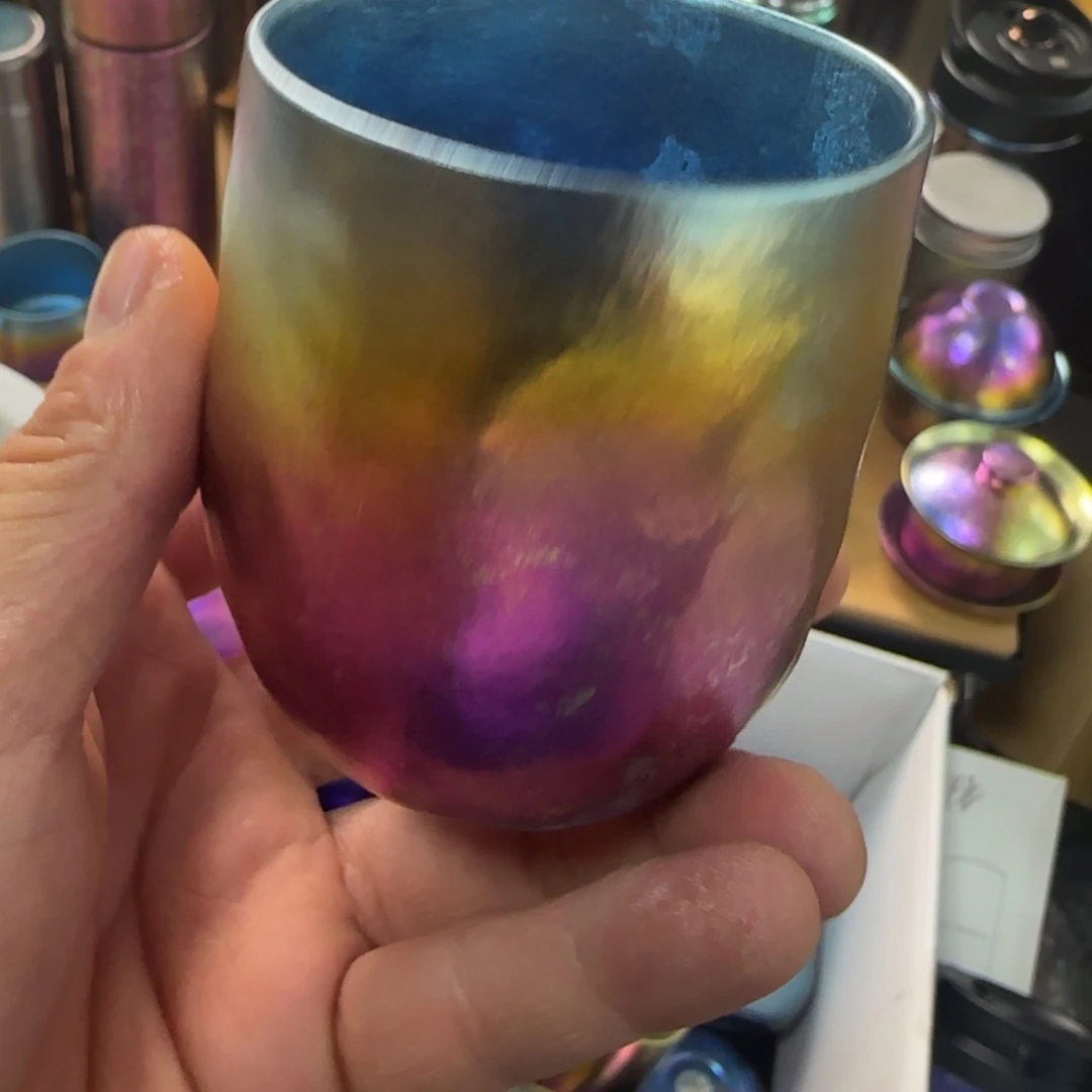 金属一个蓝边小口杯微瑕