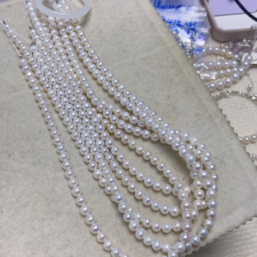 花岗石铁合金锡合金铁合金白珍珠项链6-7m
