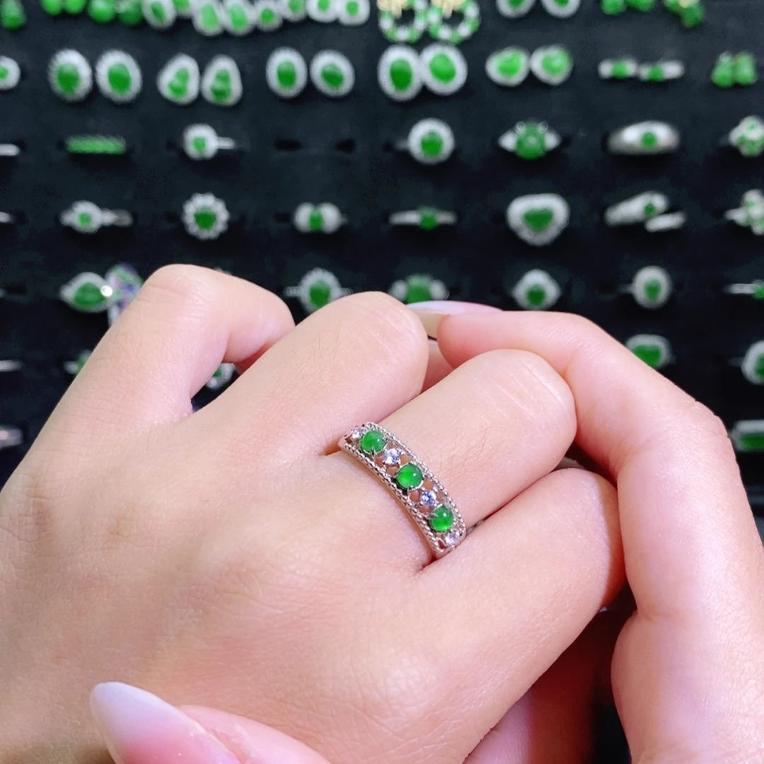 翡翠银S925镶嵌戒指多样性