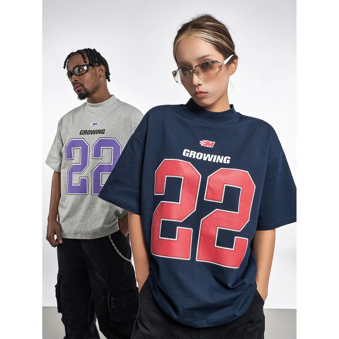 MT99【3Dlogo胶印】美式小领口索罗娜短袖T恤 潮流凉感透气半袖上衣