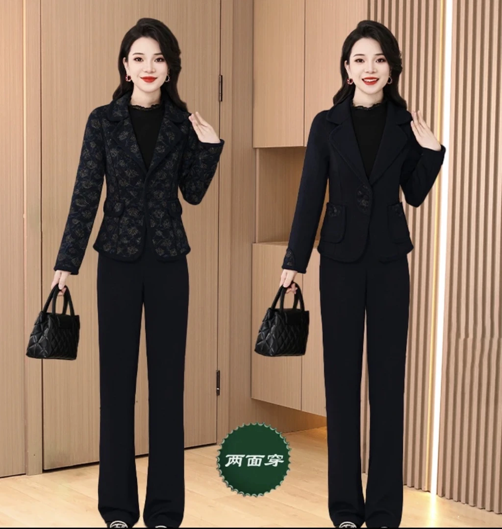 【两件套】2025年春季优雅气质减龄修身时尚休闲收腰显瘦套裤