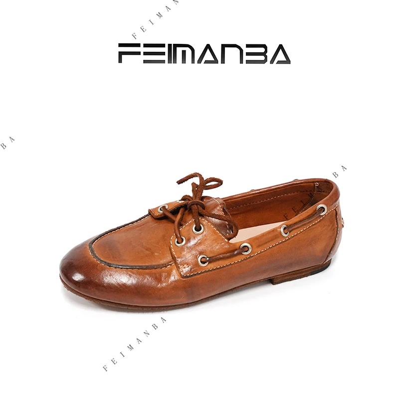 FEIMANBA 做旧水洗马皮乐福鞋