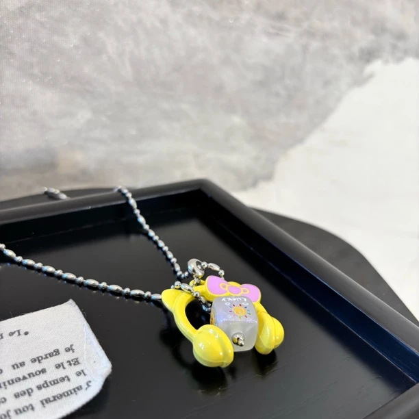 铜合金项链 蝴蝶结黄耳机毛衣链XL3373