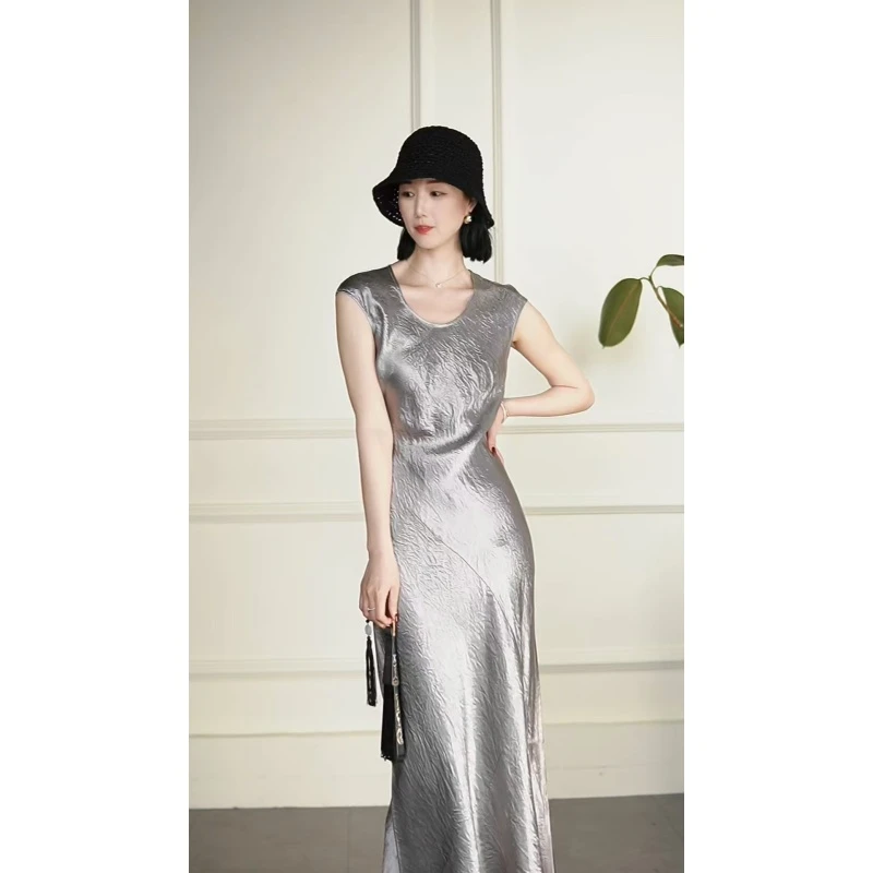 GW新款u领设计简约时髦感气气质显瘦连衣裙241218