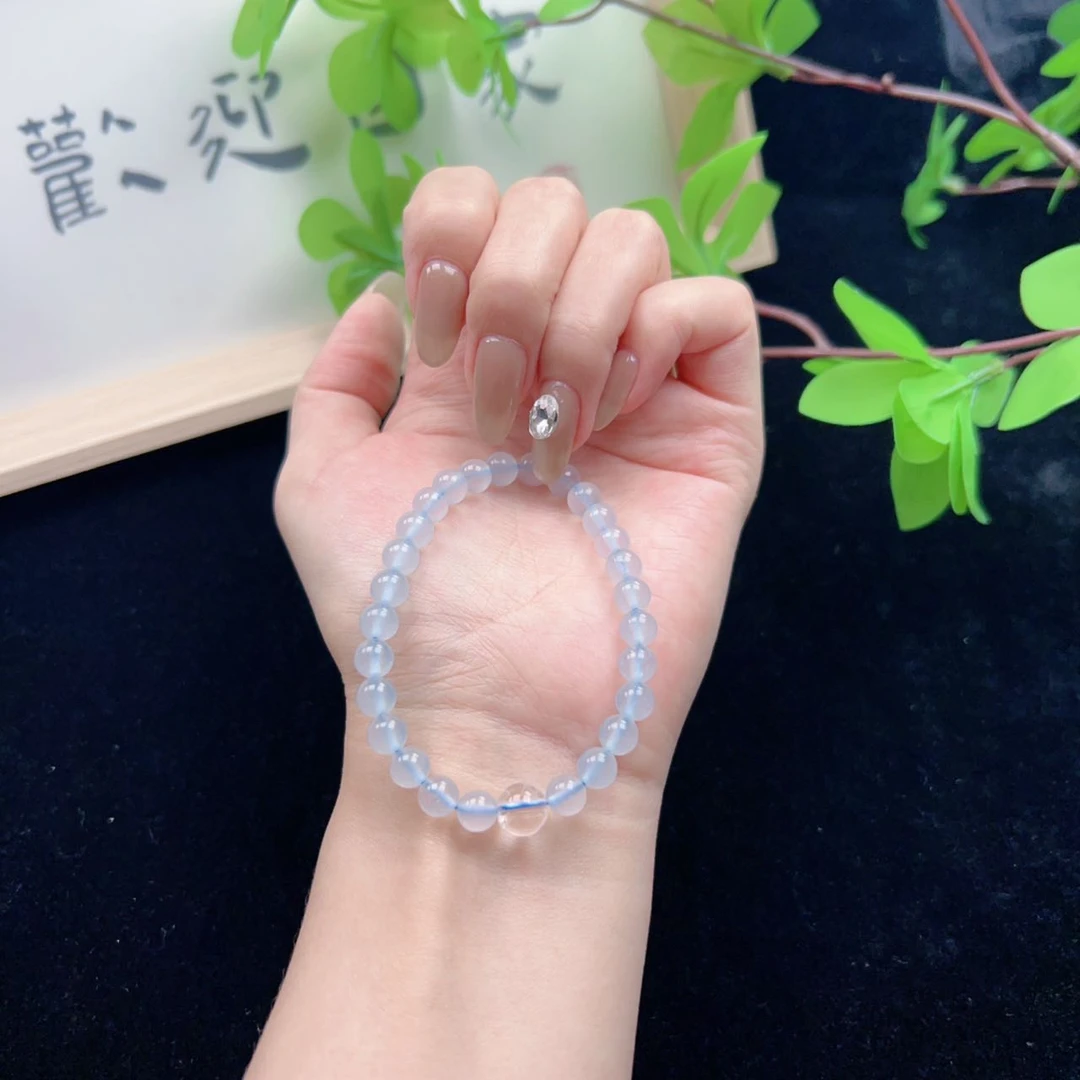 白水晶海蓝宝单圈手串【6mm】25828--135
