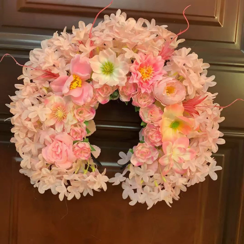 簪花汉服花环发饰花朵发箍民族风女童小女孩头饰红粉色儿童成人款