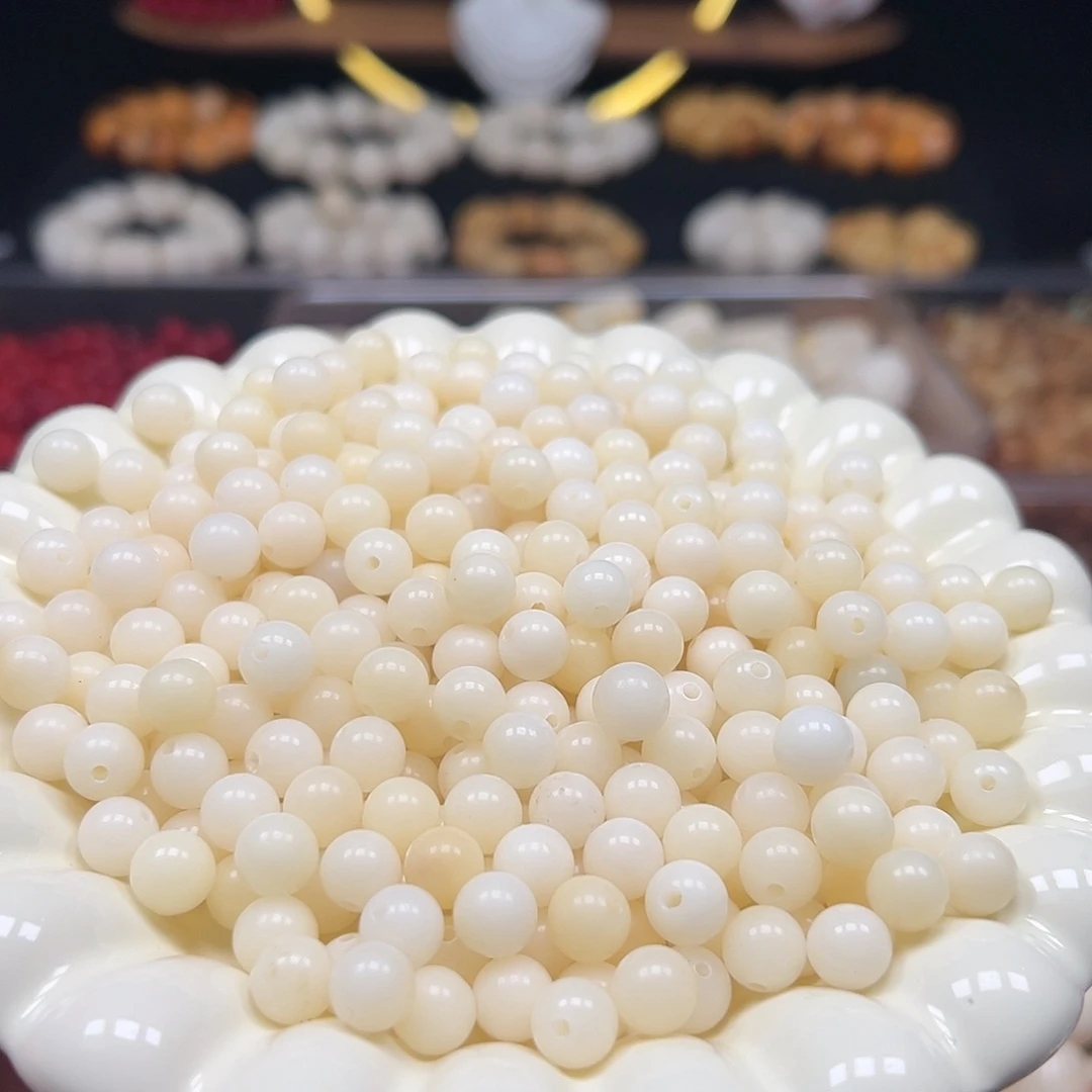 手串菩提根/象牙果微瑕卡8奶白圆200颗