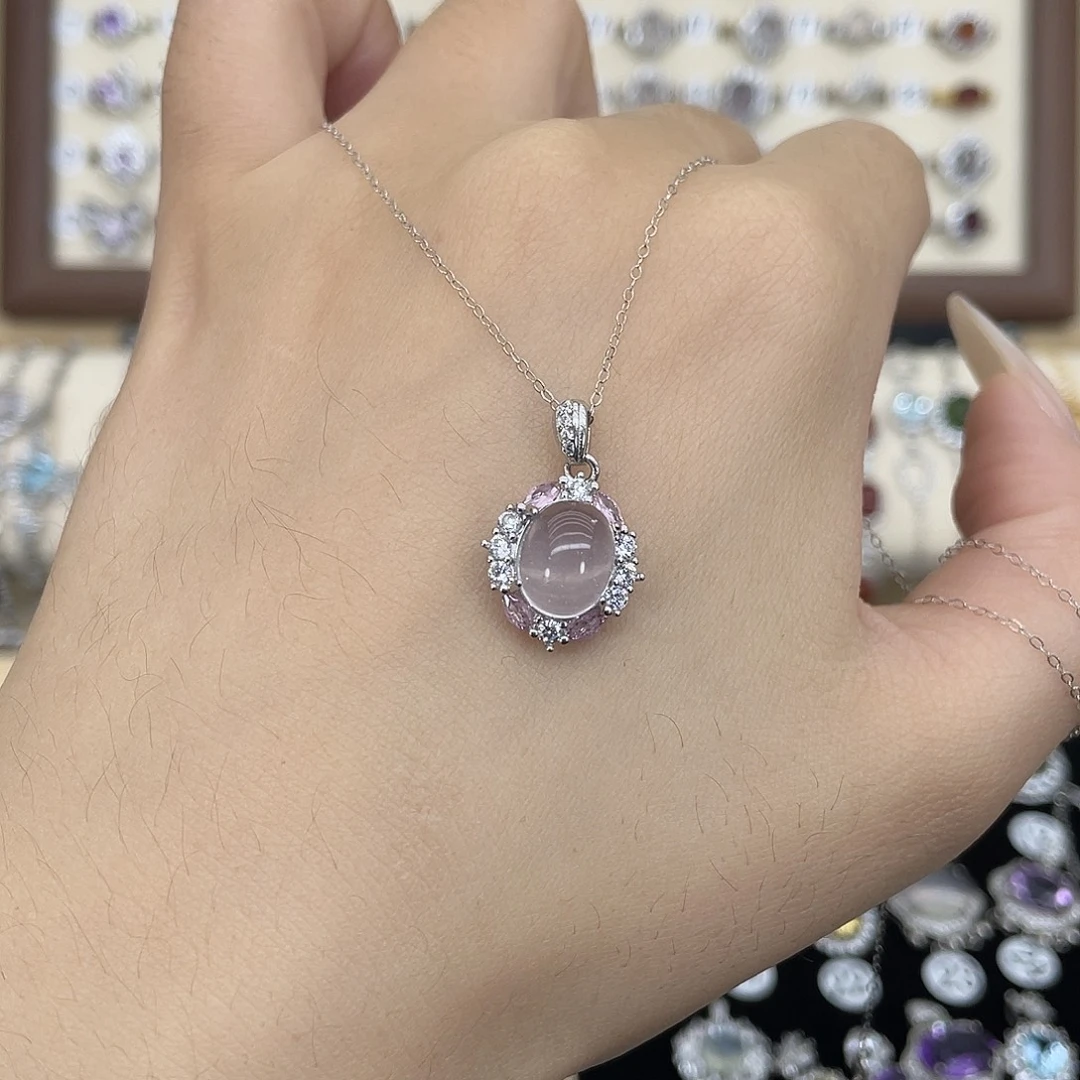 银S925镶嵌颈饰芙蓉石