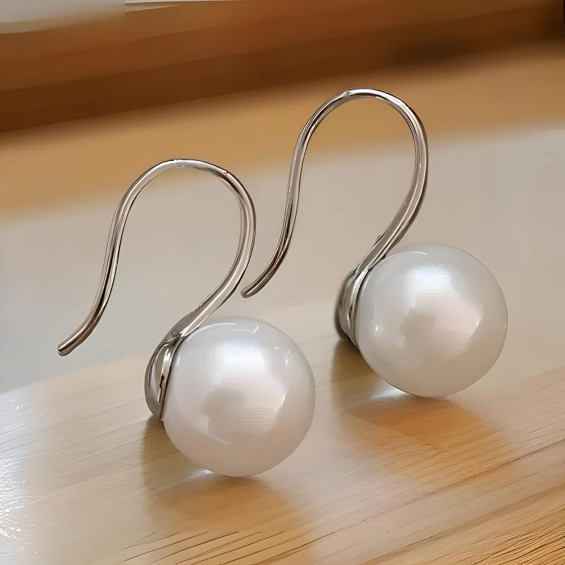 925银耳饰 高跟鞋耳环妈妈气质白色百搭简约经典优雅耳勾轻奢法式