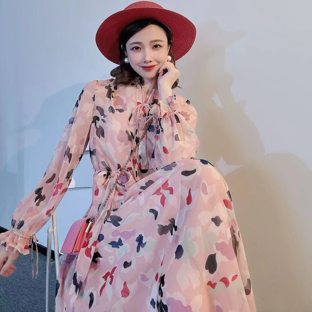 GIRDEAR/哥弟哥弟精品法式浪漫蝶恋花百搭显瘦连衣裙1500465