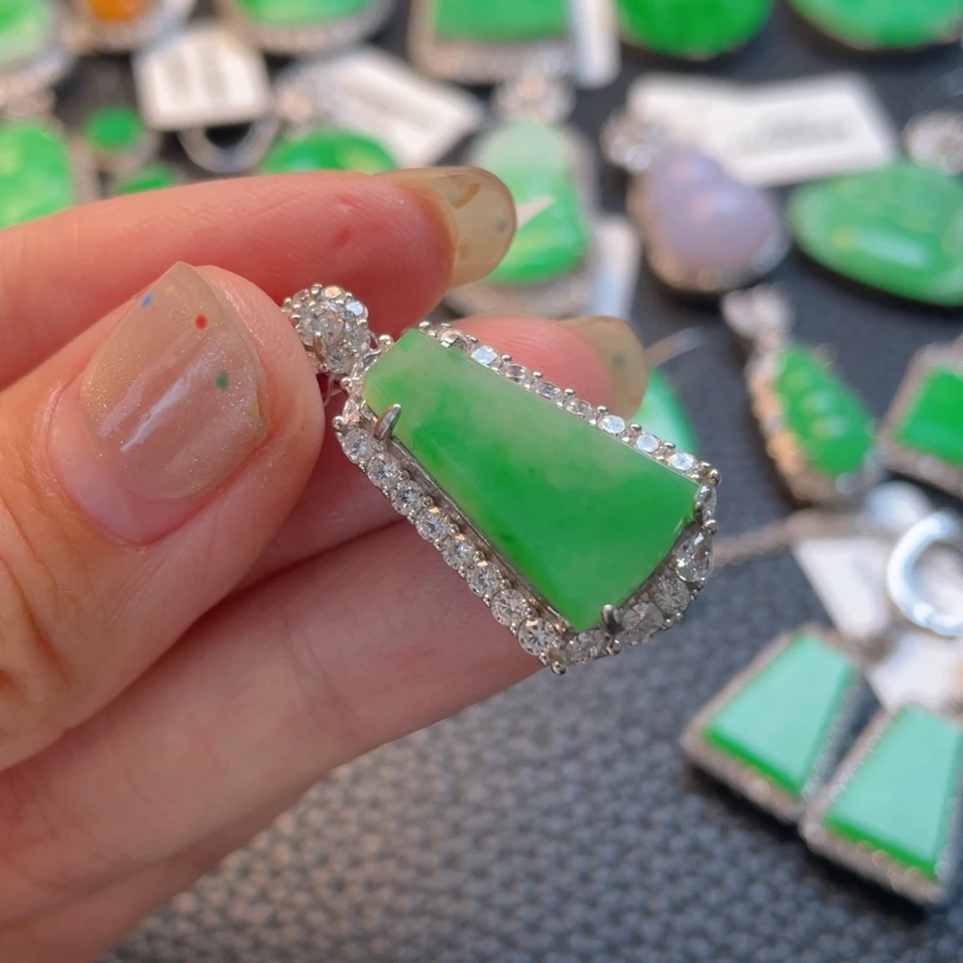 翡翠银S925镶嵌吊坠(不含链)